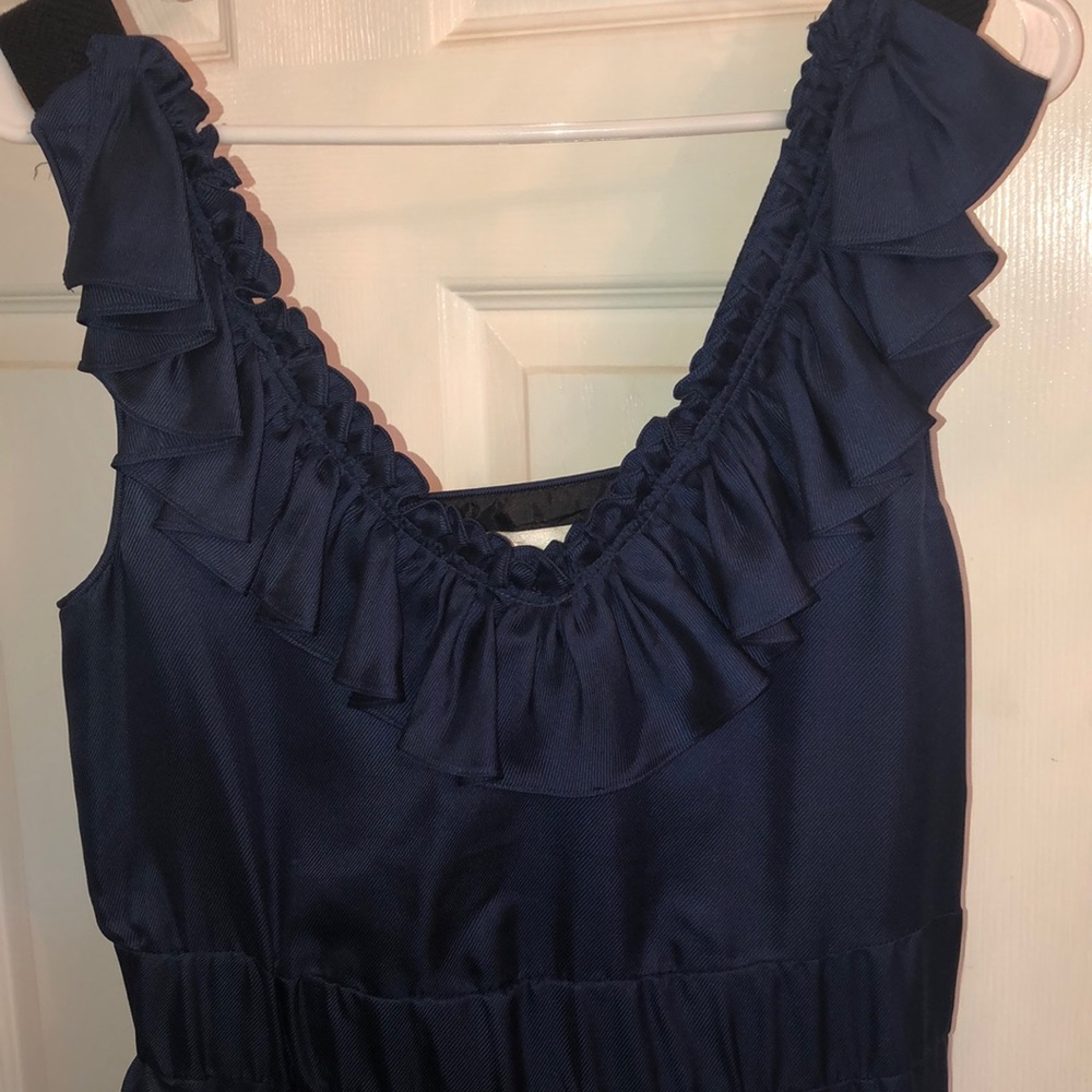Thread Social- navy dress with ruffle accent